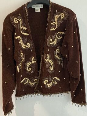 ✨ VINTAGE ALFRED SUNG EMBELLISHED DESIGNER CARDIGAN ✨